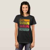 Funny Gamer Quote Eat Sleep Game Repeat, Cool Vint T-Shirt (Vorne ganz)