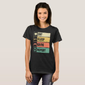 Funny Gamer Quote Eat Sleep Game Repeat, Cool Vint T-Shirt (Vorne ganz)