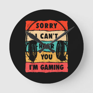 Funny Gamer Shirt für Teens Boys Men Video Gaming Runde Wanduhr