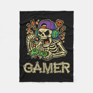 Funny Gamer Skeleton Gamer Teen Boys Video Gaming Fleecedecke