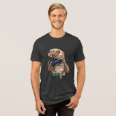 Funny Gamer Sloth Playing Console Games Cartoon Tri-Blend Shirt (Vorderseite voll)
