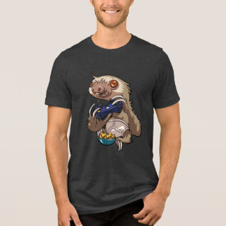 Funny Gamer Sloth Playing Console Games Cartoon Tri-Blend Shirt