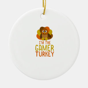 Funny Gamer Turkey Family Matching Keramik Ornament