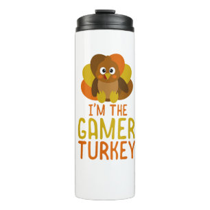 Funny Gamer Turkey Family Matching Thermosbecher