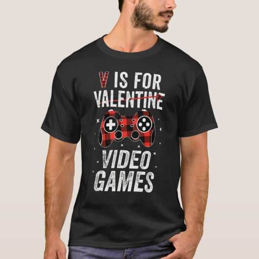 Funny Gamer Valentines Day Boys Shirts V-is for Vi (Vorderseite)