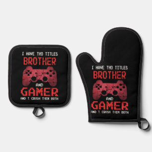 Funny Gamer Vintage Videospiele für Boys Brother Ofenhandschuh & Topflappen-Set