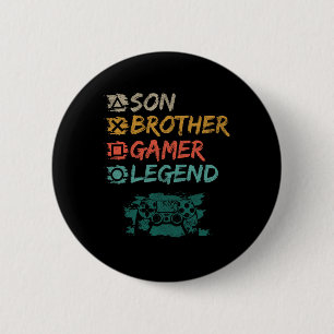 Funny Gamer Vintage Videospiele für Boys Brother S Button