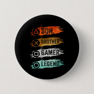 Funny Gamer Vintage Videospiele für Boys Brother S Button