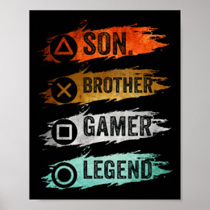 Funny Gamer Vintage Videospiele für Boys Brother S Poster