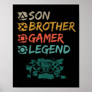 Funny Gamer Vintage Videospiele für Boys Brother S Poster
