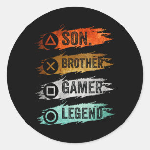 Funny Gamer Vintage Videospiele für Boys Brother S Runder Aufkleber
