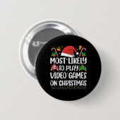 Funny Gamer Xmas Likely Play Video Games On Christ Button (Vorne & Hinten)
