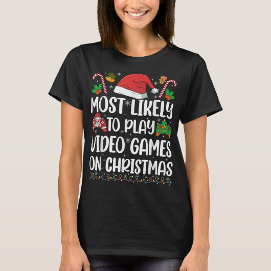Funny Gamer Xmas Likely Play Video Games On Christ T-Shirt (Vorderseite)