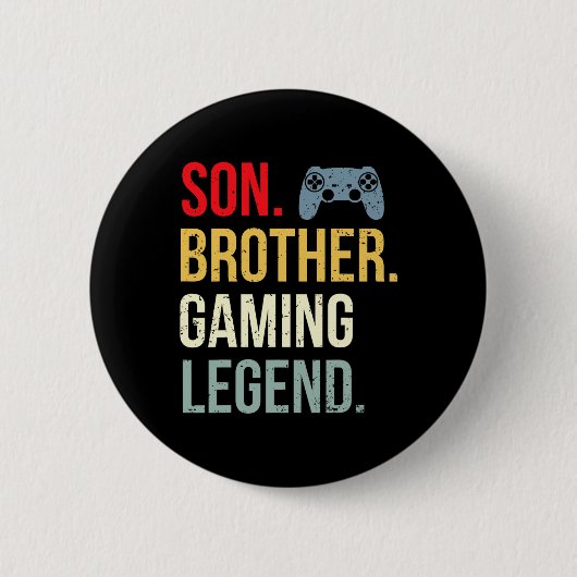 Funny Gaming Boys Girls Men Gamer Brother Video Ga Button (Vorderseite)