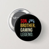 Funny Gaming Boys Girls Men Gamer Brother Video Ga Button (Vorne & Hinten)