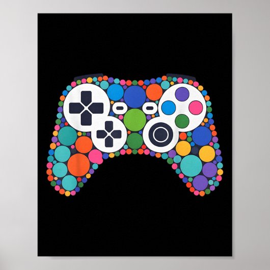 Funny Gaming Controller Polka Dot Video Gamers Dot Poster (Vorne)