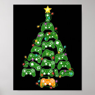 Funny Gaming Controller Weihnachtsbaum Lichter Xma Poster