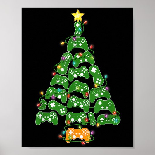 Funny Gaming Controller Weihnachtsbaum Lichter Xma Poster (Vorne)