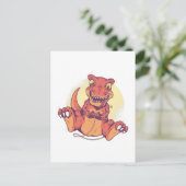 Funny Gaming Dinosaur T-Rex Gamer Coole Kinder Erw Postkarte (Stehend Vorderseite)