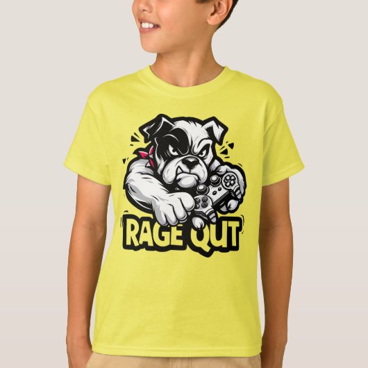 Funny Gaming Dog Breaking Controller - Rage Quit T-Shirt (Vorderseite)