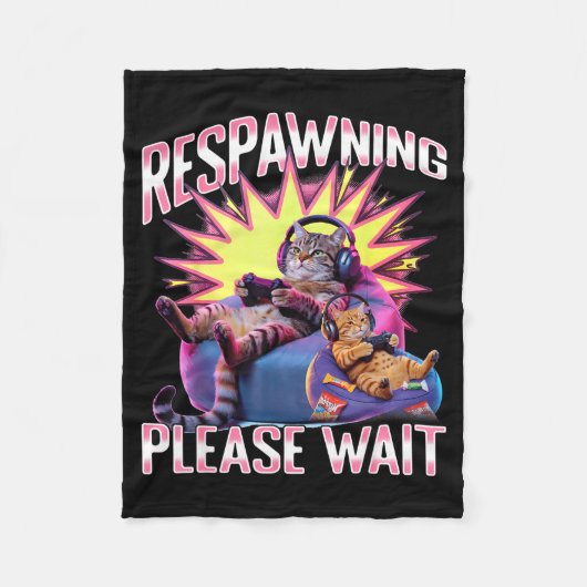 Funny Gaming Gamer Cat  Fleecedecke (Vorderseite)