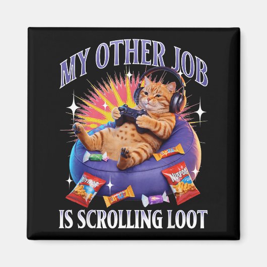 Funny Gaming Gamer Cat  Magnet (Vorne)