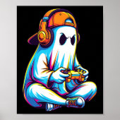 Funny Gaming Ghost mit Headset und Controller Boy Poster (Vorne)