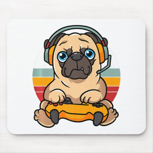 Funny Gaming Mops Dog Pet Lover Gamer Mousepad (Vorne)