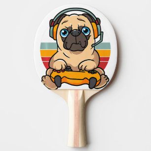 Funny Gaming Pug Dog Pet Lover Gamer Tischtennis Schläger