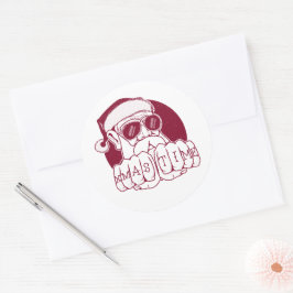 Funny Gangsta Weihnachtszeit Knuckle Tattoo Runder Aufkleber
