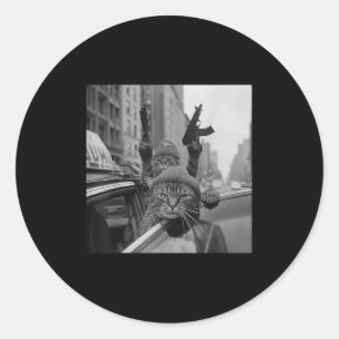 Funny Gangster Cat Thug Meme Street Lover Cats Runder Aufkleber