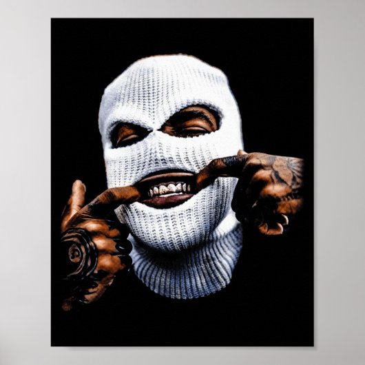 Funny Gangster Gangsta Hip Hop Hiphop Gold Teeth H Poster (Vorne)