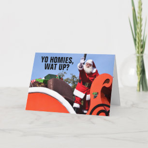 FUNNY GANGSTER SANTA CHRISTMAS CARDS KARTE