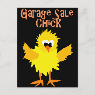 Funny Garage Sale Chick Cartoon Postkarte