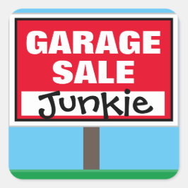 Funny Garage Sale Junkie Quadratischer Aufkleber