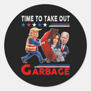 Funny Garbage für Trump 2024 - Zeit, den Kampf zu  Runder Aufkleber