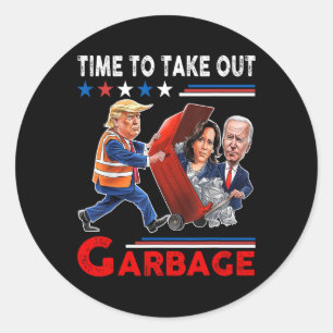 Funny Garbage für Trump 2024 - Zeit, den Kampf zu Runder Aufkleber