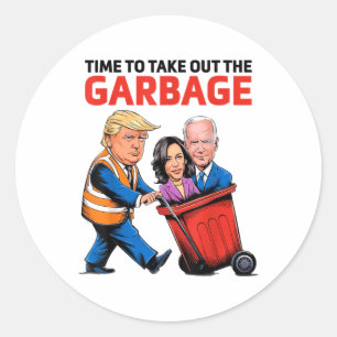 Funny Garbage für Trump 2024 - Zeit, den Kampf zu Runder Aufkleber