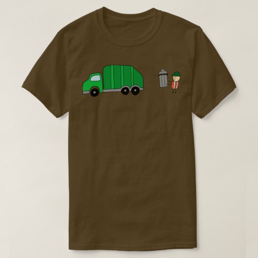 Funny Garbage Man hält Mülleimer mit Müll T T-Shirt (Design vorne)