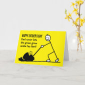 Funny Gardener Mowing Cartoon Vatertag Karte (Gelbe Blume)