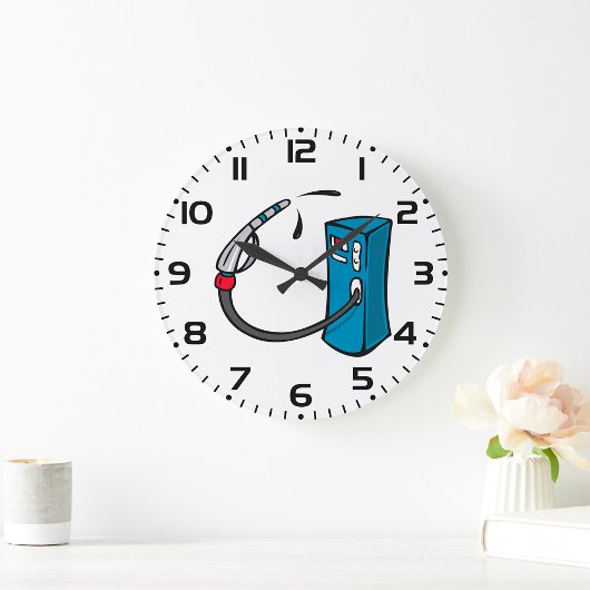 Funny Gas Pump Fuel Station Große Wanduhr