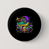 Funny Gator Mardi Gras Button (Vorderseite)
