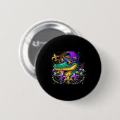 Funny Gator Mardi Gras Button (Vorne & Hinten)