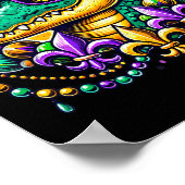 Funny Gator Mardi Gras Poster (Ecke)