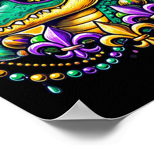 Funny Gator Mardi Gras  Poster (Ecke)