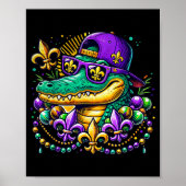 Funny Gator Mardi Gras  Poster (Vorne)