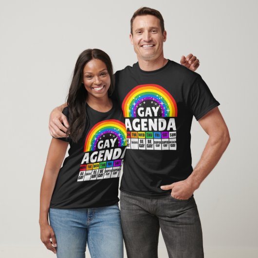 Funny Gay Agenda Rainbow LGBTQ Lesbischer Gay Prid T-Shirt (Unisex)