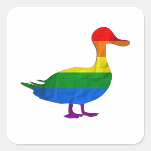 Funny Gay and Lesbian Pride Duck, Quack Quack Quadratischer Aufkleber (Vorderseite)