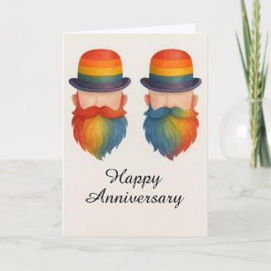 Funny Gay Beard Couple Jubiläum RegenbogenPriester Karte