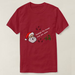 Funny Gay Christmas Rudolph Brown Nose Gay Que T-Shirt